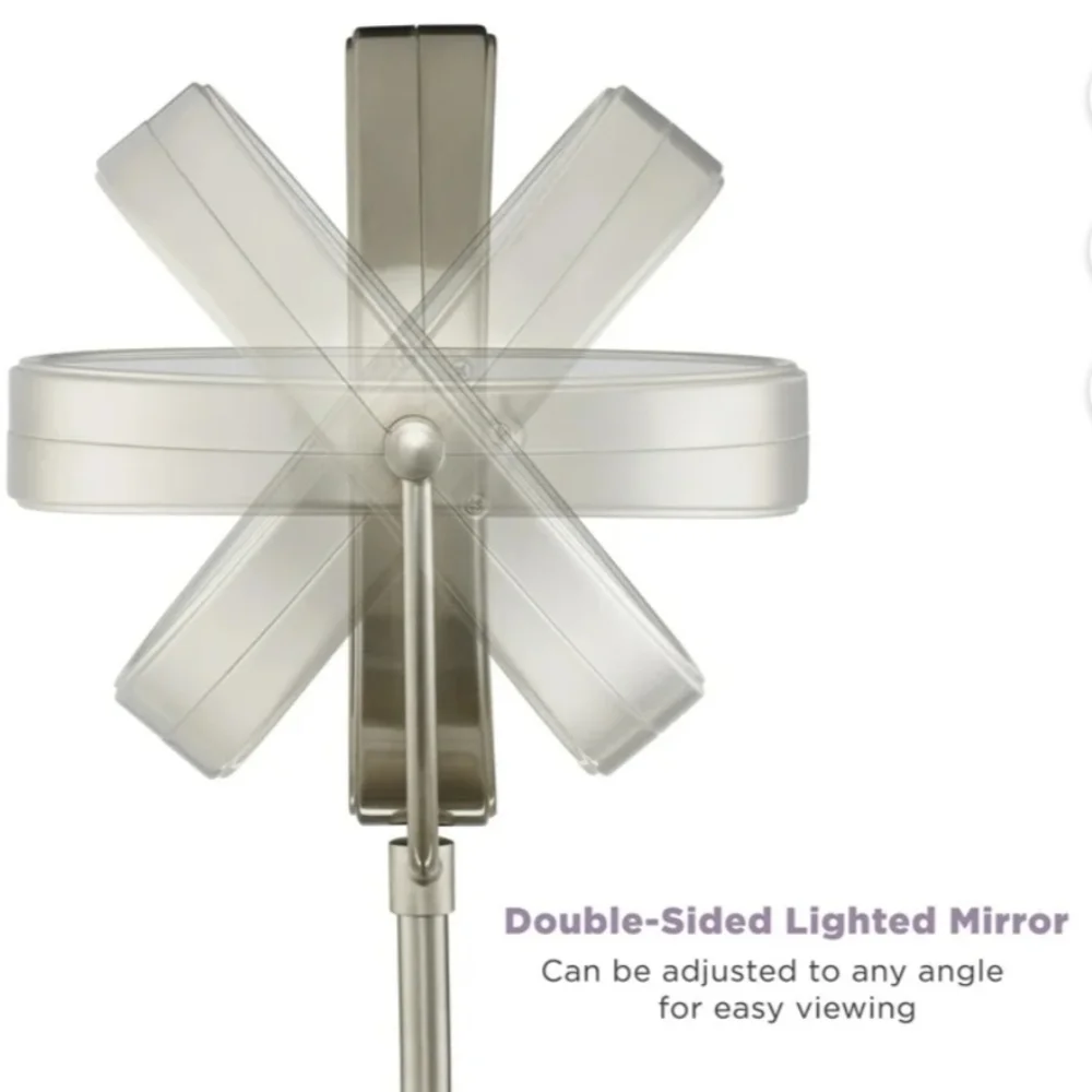 Silver LED Vanity Mirror for Bath with Magnification